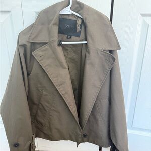 ZARA Men's Olive Taupe Short Trench Coat